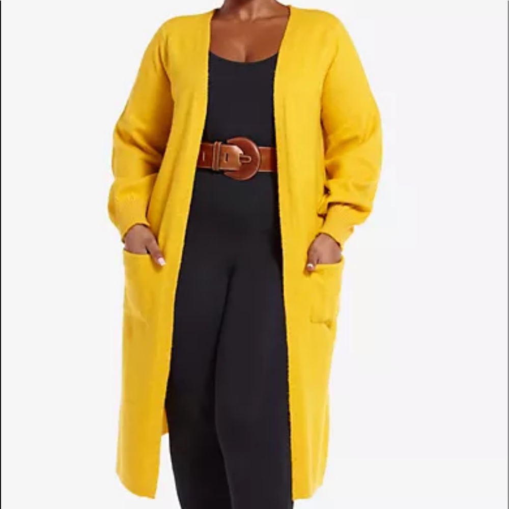 Marguerite Long Cardigan Sweater Mustard Yellow | Fashion to Figure